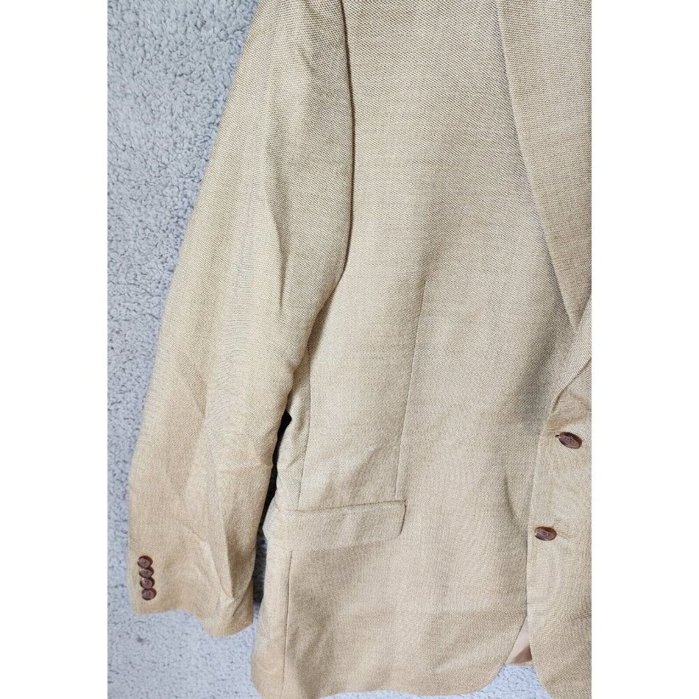 Lauren Ralph Lauren Beige 2 Button Blazer Suit Jacket Size 46 L Silk Wool Blend - Picture 4 of 14
